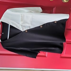 NWOT Black & White Diagonal Blouse